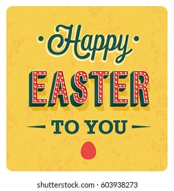 Happy Easter Day vintage greeting card. Vector illustration.