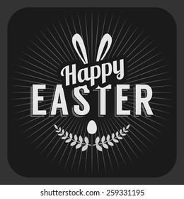 Happy Easter Day Vintage Holiday Badge Design. Vector Design Greetings Card Or Poster