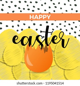 Happy Easter day whit colorful lettering and eggs