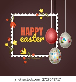Feliz día de Pascua deseando o tarjeta de felicitación