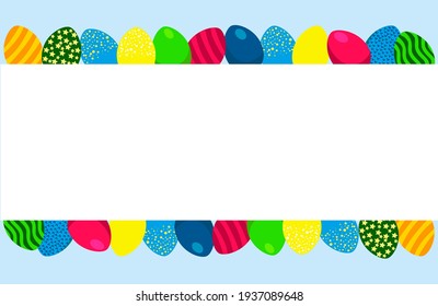 Happy Easter day.Easter banner or poster template with Easter eggs.Background.vector.Illustration.Greetings card and presents.Flat lay.copy space
