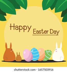 Happy Easter Day.Postcard Illustration Easter.Easter bunny.Vector illustration.