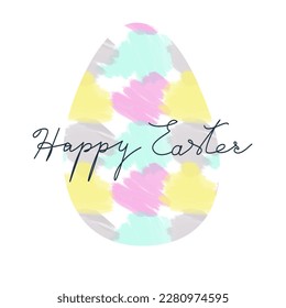 Happy Easter, decorated easter card, banner on black background. Bunnies, Easter eggs, ornament from spring branches. Vector illustration