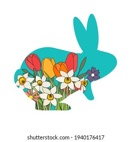 Feliz Pascua, tarjeta de Pascua decorada con conejo, pancarta. EPS10 de ilustración vectorial