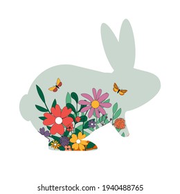 Happy Easter, decorated easter card with bunny, banner. Vector Illustration EPS10