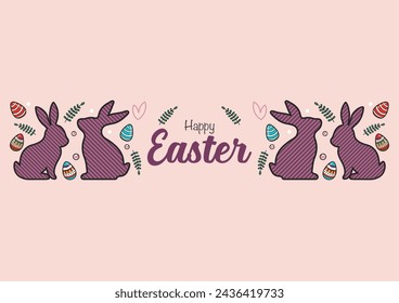 Happy Easter decorated easter card doodle style. invitation card. Vector illustration