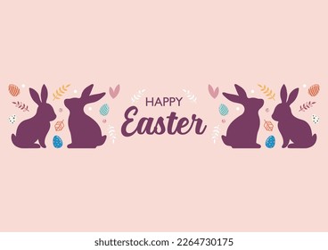 Feliz tarjeta de Pascua decorada con Pascua. tarjeta de invitación. Ilustración del vector