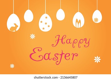 Happy easter with decorated egg and bunny. Holiday greeting.Vector illustration.