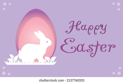 Happy easter with decorated egg and bunny. Holiday greeting.Vector illustration.