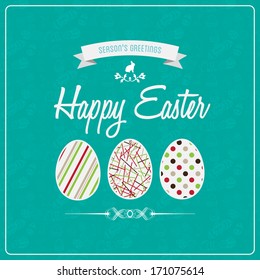 Happy Easter with decorated egg card, vector background.