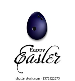 Happy Easter. Decorated egg in the form of a bowling ball with vintage lettering on an isolated background. Pattern for greeting card, banner, poster, flyer, ad, invitation. Vector illustration