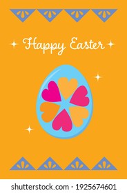 Feliz Tarjeta de felicitación de huevos decorados con Pascua