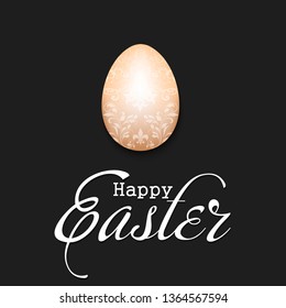 Happy Easter. Decorated egg with vintage lettering on an isolated background. Pattern for greeting card, banner, poster, flyer, invitation, ad, promotion, article. Vector illustration