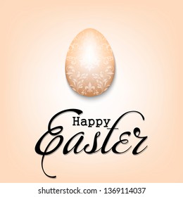 Happy Easter. Decorated egg with vintage lettering on an isolated background. Pattern for greeting card, banner, poster, flyer, invitation, ad, promotion, article. Vector illustration