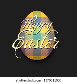 Happy Easter. Decorated egg with vintage lettering on an isolated background. Pattern for greeting card, banner, poster, flyer, invitation, ad, promotion, article. Vector illustration