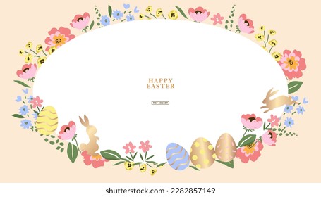 Happy easter decoration background. Easter elements decoration frame for event, invitation, background and banner design. Vector illustration.