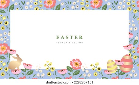 Happy easter decoration background. Easter elements decoration frame for event, invitation, background and banner design. Vector illustration.