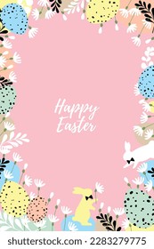 Happy easter decoration background. Easter elements decoration frame for event, invitation, background and banner design. Vector illustration.
