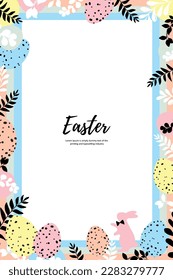 Happy easter decoration background. Easter elements decoration frame for event, invitation, background and banner design. Vector illustration.