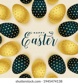 happy easter decoration background with golden eggs