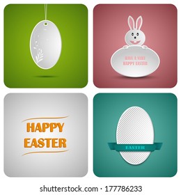 Happy Easter decoration card made from white paper
