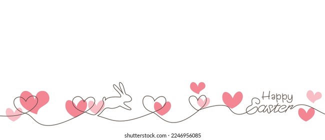 Feliz ilustración de la decoración de Semana Santa. Huevos de Pascua, conejito y decoración floral fondo para la pancarta y el diseño de Happy Easter. Ilustración vectorial.