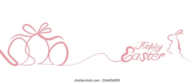 Feliz ilustración de la decoración de Semana Santa. Huevos de Pascua, conejito y decoración floral fondo para la pancarta y el diseño de Happy Easter. Ilustración vectorial.