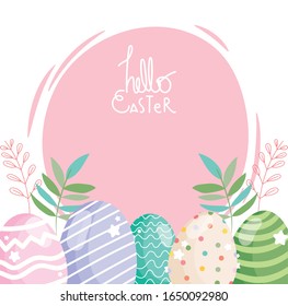 happy easter decorative eggs ornament season vector illustration