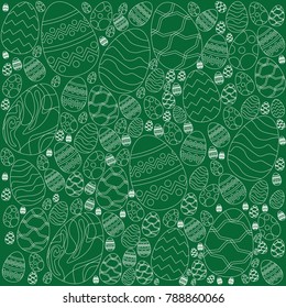 Happy easter decorative ornate drawing eggs on green background. Creative spring celebration symbols