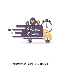 Happy Easter delivery icon. Flat vector illustration.