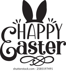 Happy Easter design, Easter bunny cut file