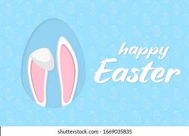Happy Easter design with bunny ears for poster, banner or invitation cards. Vector illustration