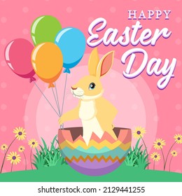 Happy Easter design with bunny in egg illustration