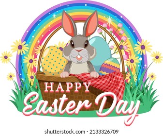 Happy Osterdesign mit Hasen- und Eiergrafik