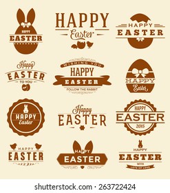 Happy Easter Design Collection - A set of twelve vintage style Easter Label Designs on light creamy background