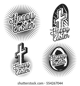Happy Easter Design Collection - A set of vintage style Easter Label Designs on light background