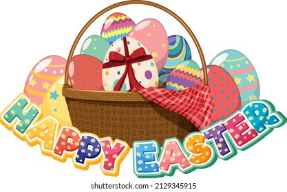 Happy Easter design with colorful eggs illustration