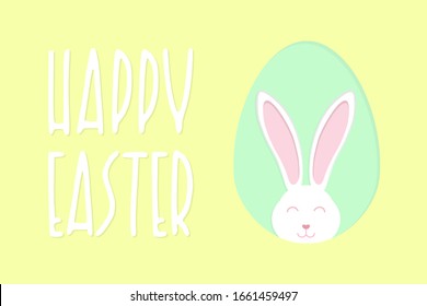 Happy Easter design with  cute bunny for poster, banner or invitation cards. Vector illustration