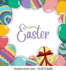 Happy Easter design with decorated eggs illustration