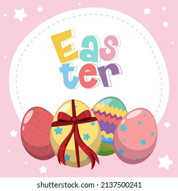 Happy Osterdesign mit dekorierter Eiergrafik