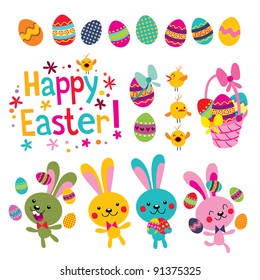 Happy Easter design elements set