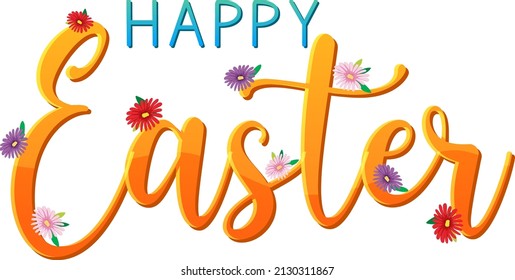 Happy Easter design with font in orange illustration