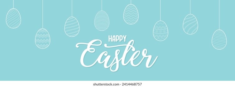 Happy Easter design with line eggs design on background