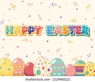 Feliz diseño de Pascua con muchas ilustraciones de huevos