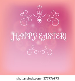  Happy Easter design on blurred background. Vector illustration