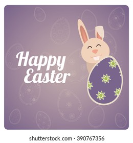 Happy Easter design in purple and degrade color