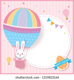 Happy Easter design with rabbit on balloon.