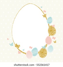 Happy easter design with sparkeling eggs and sparkeling glitter 