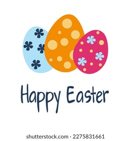 Happy Easter design template. Vector illustration with easter eggs and text.