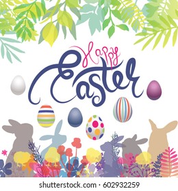 Happy Easter design transparent silhouettes